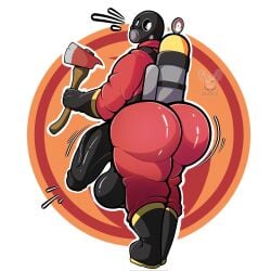 1boy absurd_res absurd_resolution absurdres ass axe boots digital_drawing_(artwork) digital_media_(artwork) hi_res high_resolution highres huge_ass huge_balls huge_butt huge_cock huge_testicles huge_thighs hyper hyper_balls hyper_genitalia hyper_penis hyper_testicles movement_lines oxygen_mask oxygen_meter oxygen_tank penis penis_out pyro pyro_(team_fortress_2) solo tagme team_fortress_2 yamwamm