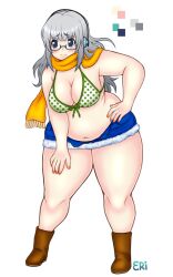 bbw belly chubby daisy_dukes glasses scarf shorts silver_hair super_taruco thick_thighs