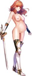 boots boots_only botekora celica_(fire_emblem) corruption edit fire_emblem fire_emblem_echoes:_shadows_of_valentia fire_emblem_heroes nipples nude nude_edit pregnant sword third-party_edit weapon