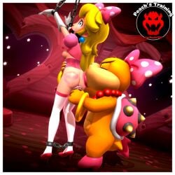 3d anthro ball_gag bondage buttplug high_heels kissing kissing_butt lipstick lipstick_mark mario_(series) nintendo onmodel3d princess_peach self_upload slave_outfit super_mario_bros. thighhighs wendy_o._koopa