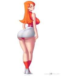 1girls ass bare_shoulders big_ass big_breasts big_butt blue_eyes breasts butt candace_flynn eye_contact fat_ass female female_focus female_only hips human human_only large_ass large_breasts large_butt long_hair looking_at_viewer orange_hair panties phineas_and_ferb skirt solo solo_female standing thick thick_ass thick_thighs thighs white_background wide_hips yoru_dan