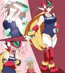 aile grey_(mega_man_zx) mega_man mega_man_zx_advent model_x model_z nosebleed swimsuit tagme tgxx3300