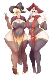 2d ashe_(overwatch) blizzard_entertainment high_heel_boots high_heels overwatch sunnysundown warlock_ashe witch_mercy