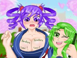 breasts cleavage kokona_haruka large_breasts midori_gurin tripple_e_cup_boobies yandere_simulator