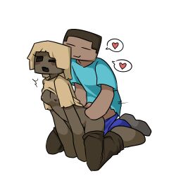 1boy 1girls black_eyes blonde_hair blush blushing breasts brown_skin closed_eyes clothed clothed_female clothed_male clothed_male_clothed_female clothed_sex clothing color dark-skinned_female dark_skin doggy_style exposed_breasts from_behind gantan hand_on_hip heart husk_(minecraft) medium_breasts minecraft monster monster_girl necrophilia nipples open_mouth sex simple_background smile speech_bubble steve_(minecraft)