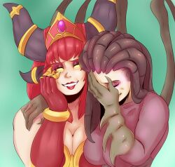 2girls alexstrasza blizzard_entertainment breasts cheekbones crossover dragon dragon_girl female female_only meme queen_of_blades sarah_kerrigan starcraft sunnysundown warcraft zerg