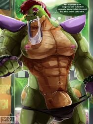 2022 abs absurd_res alligator alligatorid animatronic anthro bag beard big_bulge big_muscles big_pecs big_penis blush bracelet bulge clothing clothing_pull crocodilian dialogue door english_text eyebrows eyewear facial_hair fingerless_gloves five_nights_at_freddy's five_nights_at_freddy's:_security_breach flaccid genitals gloves hair handwear hi_res huge_muscles humanoid_genitalia humanoid_penis inside jewelry looking_at_viewer machine male male_only mohawk montgomery_gator_(fnaf) muscular muscular_anthro muscular_male navel nipple_piercing nipple_ring nipples non-mammal_nipples obliques pecs penis piercing pubes reptile robot scalie scottgames shoulder_pads signature smile solo spiked_bracelet spikes standing sunglasses talking_to_viewer teeth text thong thong_pull tongue underwear underwear_pull url video_games xviizentrix