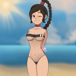 1girls arms_behind_back avatar_the_last_airbender beach big_breasts braid braided_hair breasts brown_eyes brown_hair choker cute_face fair-skinned_female fair_skin female female_only fire_nation gris_swimsuit hair large_breasts legs_together light-skinned_female light_skin medium_breasts nickelodeon one-piece_swimsuit see-through see-through_swimsuit seniorg solo solo_female swimsuit ty_lee underboob wink winking winking_at_viewer