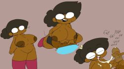 1boy 1boy1girl 1girls after_fellatio areolae big_areola big_breasts big_nipples blowjob breasts cons_(p-con) cum dark_skin fellatio female glasses inverted_nipples large_areolae male nerd_con nipples original_character p-con penis puffy_areola puffy_nipples pussy sex sweat sweatdrop tagme thick_thighs