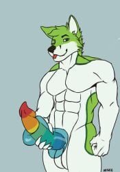 animated anthro balls black_nose bottomless canid canine clothed clothing digital_media_(artwork) erection fidget_the_fox fingers fox fur furry furry_only genitals gif green_body green_eyes green_fur hair looking_at_viewer loop male male_only mammal mrtwen multicolored_penis muscular muscular_male nude one_eye_closed penetrable_sex_toy penetration penis rainbow_penis sex sex_toy signature simple_background smile solo solo_male text tongue tongue_out white_body white_fur wink