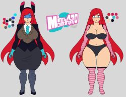 1girls alien alien_girl alien_humanoid big_breasts breasts character_sheet female female_only full_body funmina gijinka kirby_(series) kirby_planet_robobot long_hair parallel_susie red_hair reference_sheet smile solo solo_female susanna_patrya_haltmann susie_(kirby)