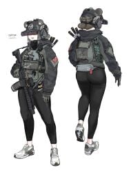 1 aem01 ass clothed girl military_gear military_uniform original plate_carrier yoga_pants