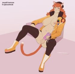 animal_humanoid balls beanie bodily_fluids boots bottomless bottomless_gynomorph bottomless_humanoid bottomless_intersex breasts cat_humanoid clothed clothing cross-eyed cum cumshot ejaculation erection felid felid_humanoid feline feline_humanoid footwear fur genital_fluids genitals gynomorph hair half-closed_eyes hat headgear headwear hi_res humanoid humanoid_genitalia humanoid_penis intersex jacket jamesab legwear looking_pleasured mammal mammal_humanoid masturbation narrowed_eyes open_clothing open_jacket open_topwear orange_body orange_fur orange_hair orgasm penetrable_sex_toy penile penile_masturbation penis sex_toy shoes solo stockings topwear white_body white_fur