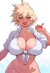 1girls 2024 ai_generated alternate_version_available ass bakugou_mitsuki big_ass big_breasts blonde_hair boku_no_hero_academia bottomless breasts cleavage female lipstick mature mature_female milf mitsuki_bakugou my_hero_academia nail_polish red_eyes red_lips red_lipstick red_nail_polish red_nails smile smiling spiked_hair stealth_ thick_thighs thighs top topwear upper_body white_top white_topwear wide_hips