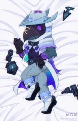 ass bobmacvosky brawl_stars crow_(brawl_stars) dakimakura dakimakura_pillow furry plague_doctor_mask supercell tagme white_suit