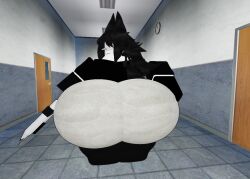 1girls 3d artist_request ass big_ass black_hair bubble_butt clock female fundamental_paper_education huge_ass looking_back miss_circle_(fundamental_paper_education) roblox robloxian smug tagme teacher weapon
