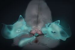 animal_genitalia animal_vulva anthro anus bite_mark bite_mark_on_crotch biting_vulva blue_body blush bodily_fluids canid canine canine_genitalia canine_vulva canis collaborative collaborative_cunnilingus collaborative_oral collaborative_sex cum cum_inside cunnilingus ejaculation female fishy_musk freckled_anus genital_danger_play genital_fluids genital_focus genitals ghost ghost_tentacles grey_body grey_vulva group hand_on_butt jackal labia_pull legs_together looking_at_viewer lying mammal motion_lines musk nibbling notes on_back oral presenting presenting_vulva scent sex side-striped_jackal sound_effects spiral spiral_eyes spirit spread_vulva spreading steam steamy_pussy stretched_pussy tentacle trio unknown_artist vaginal_fluids vaginal_penetration vaginal_squirting vulva vulva_focus wrinkles