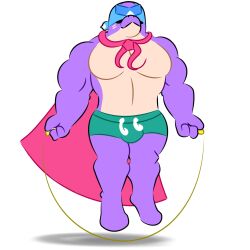 bara biceps big_pecs brawl_stars bulge dinosaur jumping_rope muscular pecs pierce_(brawl_stars) speedo