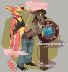 aeria_(concupisco) anal anal_hair anal_knotting anal_penetration anthro anus balls bodily_fluids bottomless bottomless_anthro bottomless_male bottomwear bottomwear_down butt canid canine canis clothed clothing concupisco dialogue digital_media_(artwork) domestic_dog duo english_text erection female female_orgasm female_penetrated from_behind_position fur genital_fluids genitals hi_res jockstrap jockstrap_down knotting male male/female male_penetrating male_penetrating_female mammal narrowed_eyes open_mouth orgasm_face pants pants_down partially_clothed penetration penile penile_penetration penis penis_in_ass pubes raised_clothing raised_shirt raised_tank_top raised_topwear sex shirt slim smile speech_bubble standing standing_sex stretched_anus tail tank_top teeth text tomboy topwear underwear urine vaginal_fluids watersports wet wet_bottomwear wet_clothing wet_pants wetting wetting_bottomwear