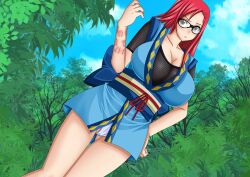 artemisumi big_breasts female female_only glasses kimono naruto naruto_(series) naruto_shippuden red_hair uzumaki_karin