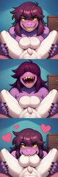 1girl1boy ai_generated ballbusting balls bedroom big_balls big_balls_small_penis bite biting_balls biting_lip deltarune femboy femdom furry gentle_femdom heart hearts_around_head huge_balls looking_at_viewer male_pov on_back on_bed ralsei ralsei_with_white_fur seductive seductive_smile self_upload sharp_teeth sissy small_penis susie_(deltarune) teeth twink undertale_(series) yasuhikonsfw