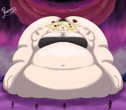 bbw belly_dancer cynthia_(pokemon) expansion exposed_fat_belly fat fat_belly_dancer fat_girl gigantic_breasts overweight overweight_female pokemon ssbbw weight_gain