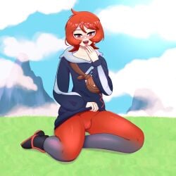 arezu_(pokemon) bulge bulge_through_clothing erection femboy gay genderswap_(ftm) girly looking_at_viewer male male_only nicozyart pokemon pokemon_legends:_arceus red_hair rule_63 thick_thighs thighs tight_clothing tights trap