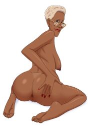 anus ass big_ass brown_eyes dark-skinned_female dark_nipples dark_skin demenarts88 disney disney+ elderly_female female glasses large_ass libba_gardner looking_at_viewer looking_back mature_female medium_breasts milf nail_polish nude older_female pixar pussy red_nails sagging_breasts short_hair sideboob soles solo soul_(pixar) thick_thighs vulva white_background wide_hips