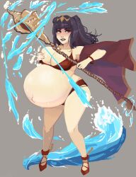 1girls absurd_res alternate_costume big_belly bikini coat disproportional fire_emblem fire_emblem_awakening fire_emblem_heroes footwear hi_res highres hyper_belly nintendo pregnant red_bikini red_swimsuit shoes swimsuit tharja_(fire_emblem) water xcel-zero