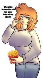 cosplay french_fries fries magnum_oppai mcdonald's mom_(japanese_mcdonald's_commercial) pumpkin_(magnum_oppai) sweat thick yoru_mac