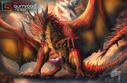 2021 amber_eyes bedroom_eyes capcom claws detailed detailed_background digital_drawing_(artwork) digital_media_(artwork) dragon dragon_penis drakaar elder_dragon erection feral genitals horn male male_only monster monster_hunter muscular muscular_male narrowed_eyes nude open_mouth orange_body penis plated_scales presenting red_body reptile safi'jiiva scales scalie seductive shaded signature slit smile solo spread_wings teeth text unusual_anatomy url video_games watermark western_dragon wings xeno'jiiva