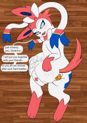 absurd_res after_vore anal anal_vore anus ass belly big_belly big_butt eeveelution female feral half-closed_eyes hi_res hyper hyper_belly justwhite narrowed_eyes nintendo pokémon_(species) pokemon raised_tail rescue_(justwhite) smile smirk solo sylveon video_games vore