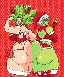 ass_cleavage bermuda_art butt_crack cheelai dragon_ball dragon_ball_super female_saiyan green_hair kefla legendary_super_saiyan super_saiyan super_saiyan_2 universe_6/universe_7 universe_6_saiyan/universe_7_saiyan