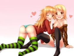 2girls ass fastrunner2024 friend friends makishii makishii_(nottytiffy) multiple_girls nottytiffy on_front panties pantyshot tiffy tiffy_(fastrunner2024) tiffy_(nottytiffy) tiffynyaa