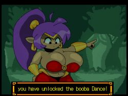 1girls big_breasts english_text female female_only oekaki purple_hair shantae shantae_(character) smooth_skin solo text windreg