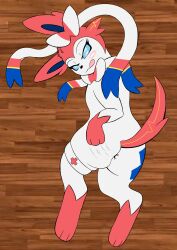 absurd_res anthro ass big_butt eeveelution female half-closed_eyes hand_on_butt hi_res justwhite looking_at_viewer looking_back narrowed_eyes nintendo pokémon_(species) pokemon rescue_(justwhite) smile smirk solo sylveon video_games