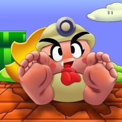 feet female foot_focus goomba goombella mario_(series) maskedcube nintendo paper_mario soles video_games