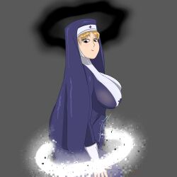 big_breasts chubby double_(skullgirls) female halo large_breasts mature_female milf nun nun_outfit skullgirls thick_thighs weab00mer wide_hips