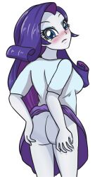 1girls 2d ass bottomless edit equestria_girls my_little_pony no_panties nopan purple_hair rarity_(eg) rarity_(mlp) skirt skirt_lift smooth_skin solo sumin6301 white_background white_skin