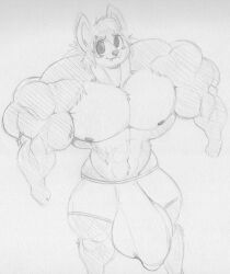 abs anthro big_muscles blush bulge cartoon_network chiropteran clothed clothing fangs genital_outline genitals hair huge_muscles male mammal max_(sci) monochrome muscular muscular_anthro muscular_male navel penis penis_outline sbshouseofpancakes smile solo summer_camp_island topless underwear