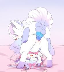 alolan_vulpix anus balls blush duo female female_penetrated feral feral_on_feral feral_penetrated feral_penetrating feral_penetrating_feral flong fur furry furry_only genital_fluids hi_res knot male male/female male_penetrating male_penetrating_female mammal nintendo one_eye_closed open_mouth penis perching_position pokemon pokemon_(species) pussy sex shiny_pokemon shiny_vulpix simple_background straight tail tongue vaginal_penetration vaginal_sex vulpix