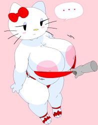 anthro assisted_exposure big_areola big_breasts big_nipples breasts chubby disembodied_hand dream-cassette erect_nipples female hello_kitty hello_kitty_(character) hello_kitty_(series) hoshime huge_areolae huge_breasts huge_nipples kitty_white mob_face pink_nipples sanrio shortstack swimsuit tagme thong