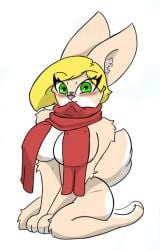 anthro big_breasts blush breasts canid canine fan_character female fox hi_res mammal nude pace-maker scarf solo thick_thighs