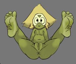 anus breasts cartoon_network feet female foot_fetish foot_focus genitals green_body green_skin highlighted_soles maskedcube peridot_(steven_universe) perineum presenting presenting_anus presenting_pussy pussy small_breasts soles solo steven_universe