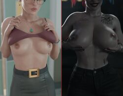 1girls 3d abs areolae batman:_arkham_origins batman_(series) before_and_after big_breasts blonde_hair bracelet breast_focus breasts busty cheek_piercing corruption dc dc_comics dinoboy555 doctor dr._harleen_quinzel dual_persona ear_piercing earrings evolution female female_only garter_belt glasses harleen_quinzel harley_quinn harley_quinn_(injustice) injustice_2 light-skinned_female light_skin lipstick medium_breasts muscular muscular_female nail_polish navel necklace nipple_piercings nipples nose_piercing nylons pale-skinned_female pale_skin pierced_nipples piercing piercings ponytail ring solo tagme tattoo tattoos topless transformation twintails undressing villain wide_hips