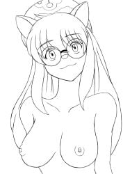 1girls animal_ears artist_request breasts cheadle_yorkshire female female_only hunter hunter_x_hunter large_breasts long_hair monochrome nipples shounen_jump solo tagme