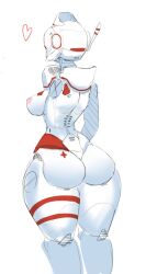 1girls artlegionary athletic_female big_ass breasts colored_sketch female from_behind heart nurse_cap pink_nipples robot robot_girl suture_(artlegionary) thick_thighs white_skin