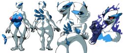 anthro anthrofied anus ass avian big_breasts biped bittenhard blue_eyes breasts corruption curvy_figure female front_view genitals hand_on_hip hands_on_hips hi_res huge_breasts legendary_pokémon looking_at_viewer low-angle_view lugia nintendo nipples non-mammal_breasts nude pokémorph pokemon pokemon_(species) pussy rear_view solo standing video_games voluptuous white_body wide_hips worm's-eye_view