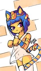 2022 animal_crossing ankha ankha_(animal_crossing) blue_hair brinedark cat_ears nintendo panties purple_eyes