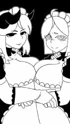 2girls animated boobs breast_squish emmpy female maid maid_uniform no_sound tagme video